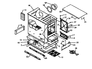 Replacement Parts Diagram and Parts List for 2941  US Stove Company Heater